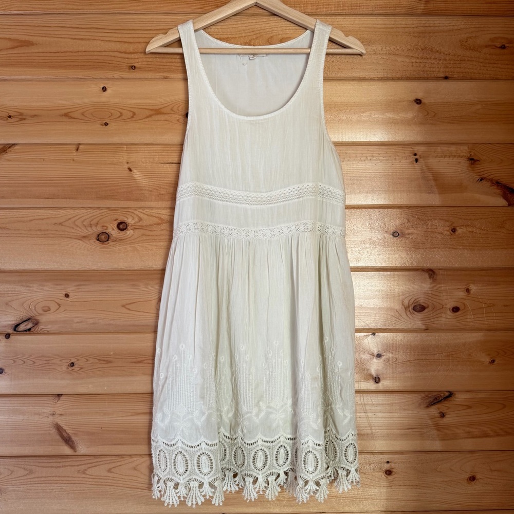 Black Swan Off-White Cream Mini Dress Eyelet, Embroidery Detail